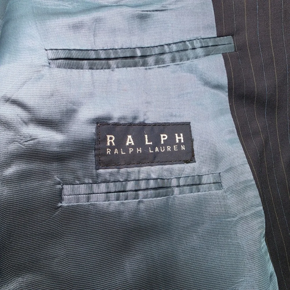Ralph Ralph Lauren Mens Navy Blue Pinstripe 2 Piece Suit 44R 38W x 30L Canada
